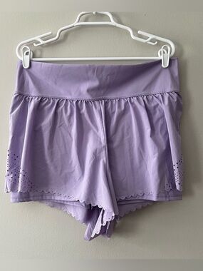 Aerie Women’s Lilac Purple Scalloped Athletic Running Shorts Size XL